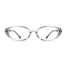 Oval Transparent Blue Eyeglasses