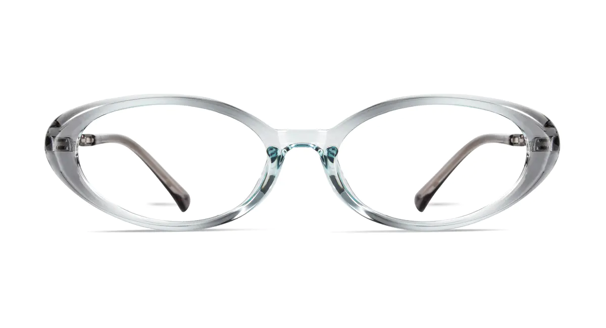Oval Transparent Blue Eyeglasses
