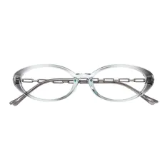 Oval Transparent Blue Eyeglasses