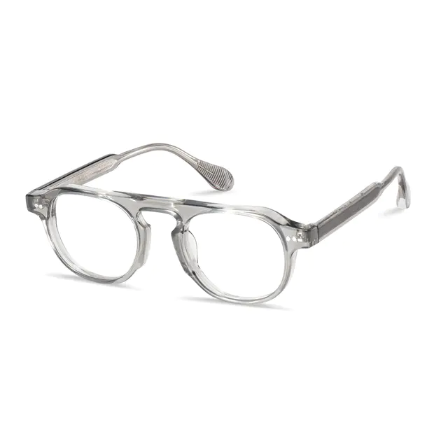 Round Transparent Gray Eyeglasses