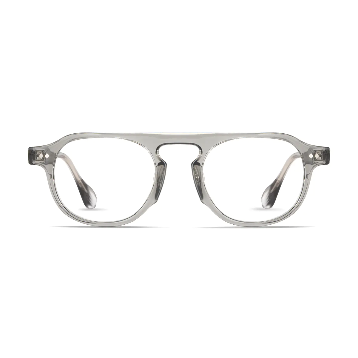 Round Transparent Gray Eyeglasses