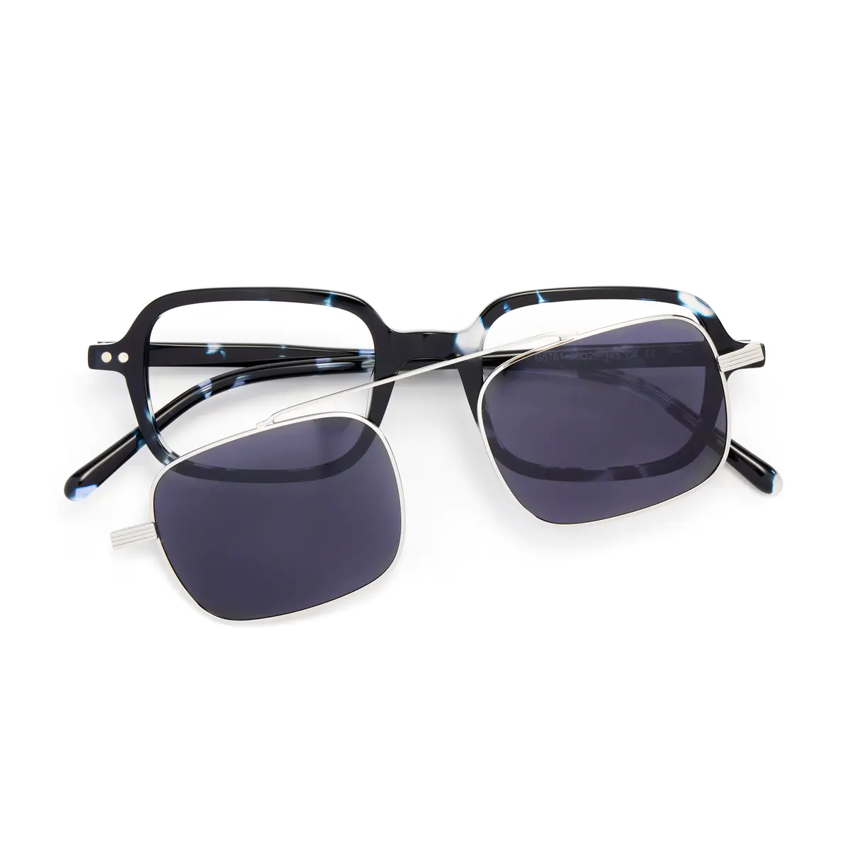 Rectangle Tortoiseshell/Black Clip-On Sunglasses