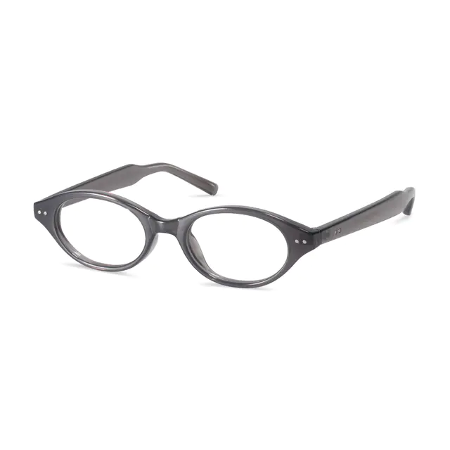 Oval Transparent Gray Eyeglasses