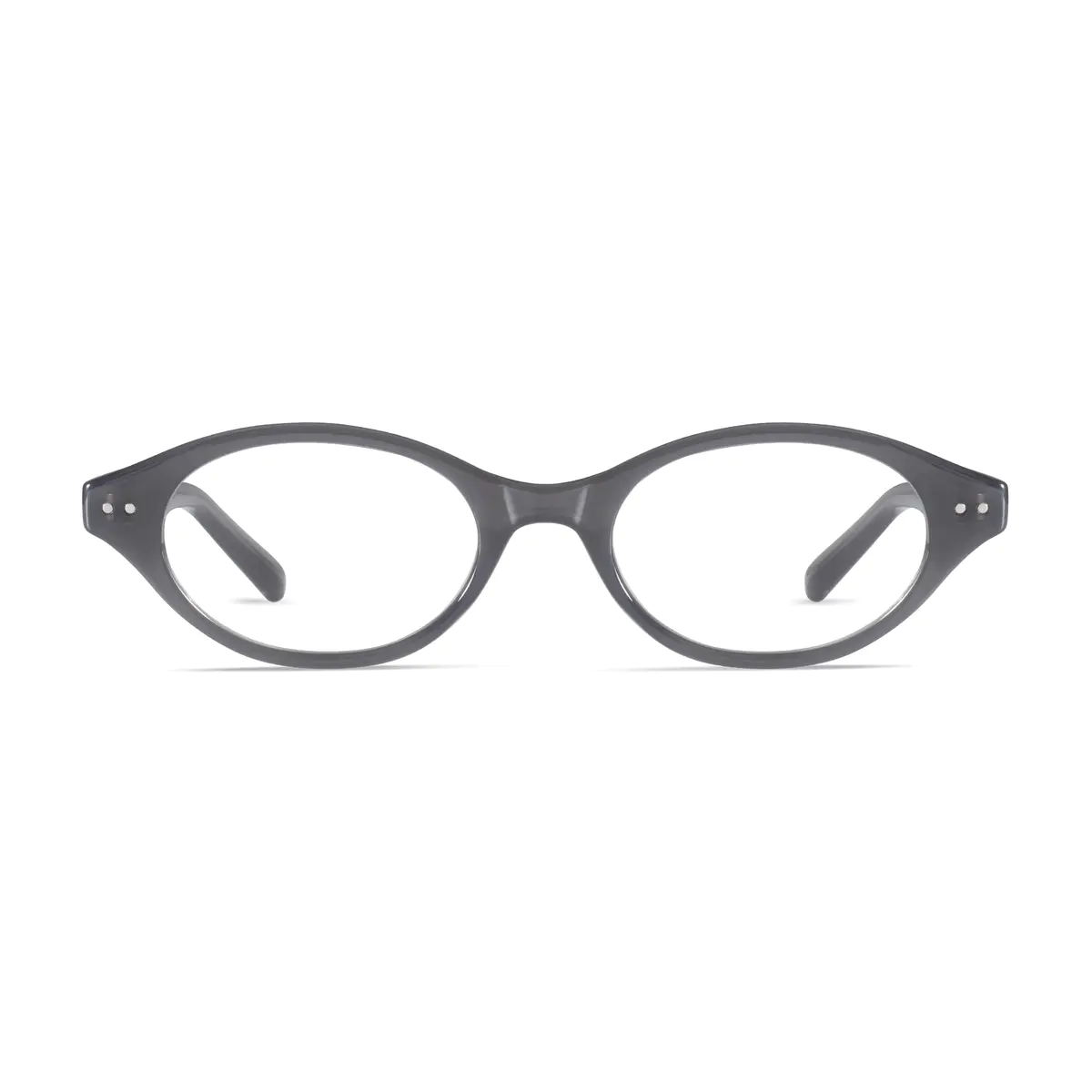 Oval Transparent Gray Eyeglasses