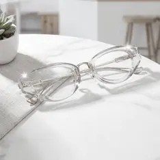 Cat-eye Transparent Gray Eyeglasses