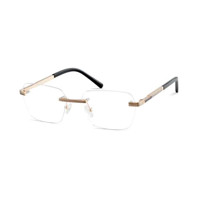 Rectangle Gold Eyeglasses