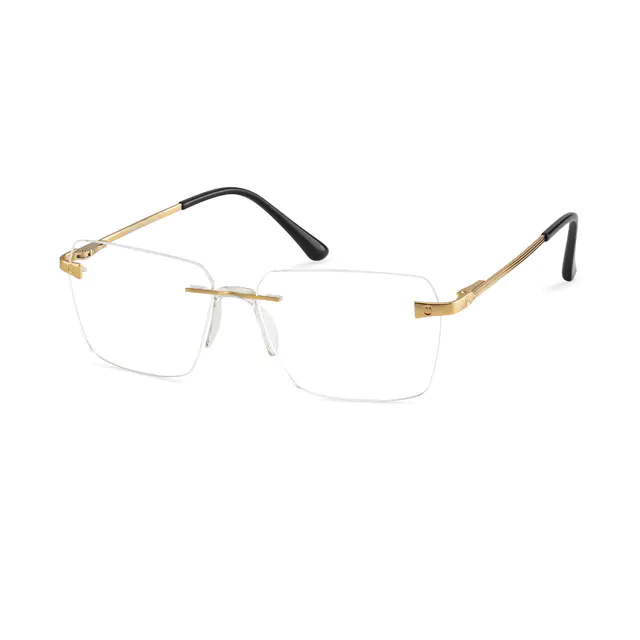 Rectangle Gold Eyeglasses