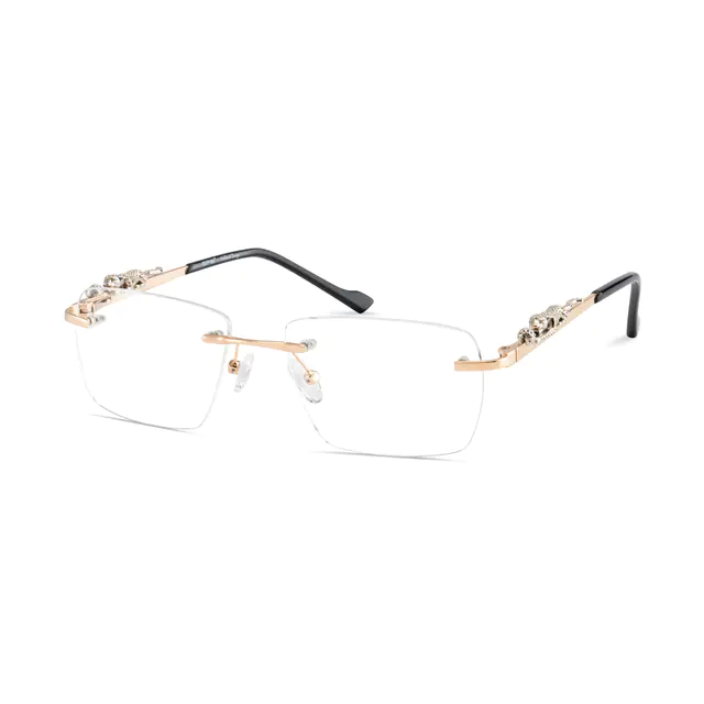 Rectangle Gold Eyeglasses