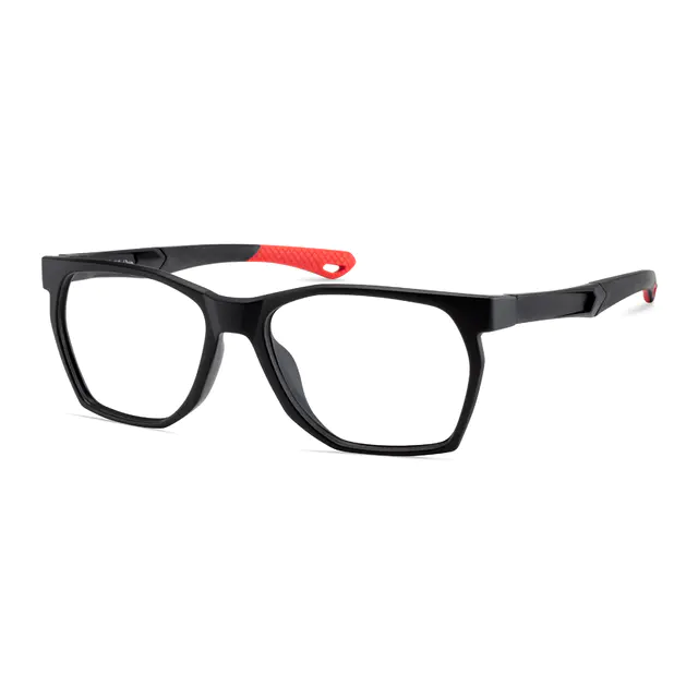 Square Black Sport Eyeglasses
