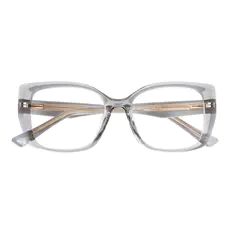 Modern transparent gray TR90 eyeglasses. Featuring a contemporary rectangular shape, it provides a subtly stylish accent suitable for both office settings and urban exploration.
