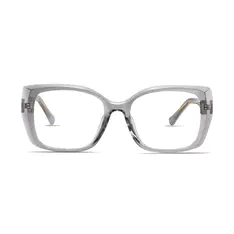 Modern transparent gray TR90 eyeglasses. Featuring a contemporary rectangular shape, it provides a subtly stylish accent suitable for both office settings and urban exploration.
