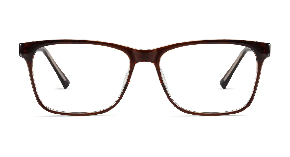 Rectangle Transparent Brown Eyeglasses