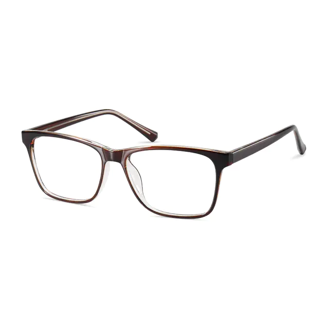 Rectangle Transparent Brown Eyeglasses