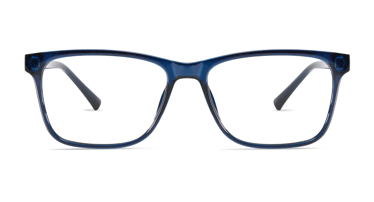 Rectangle Transparent Blue Eyeglasses