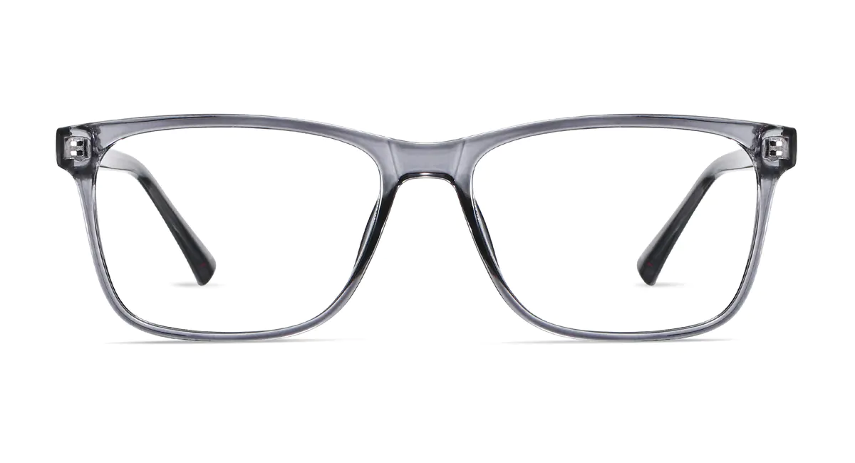 Rectangle Transparent Gray Eyeglasses