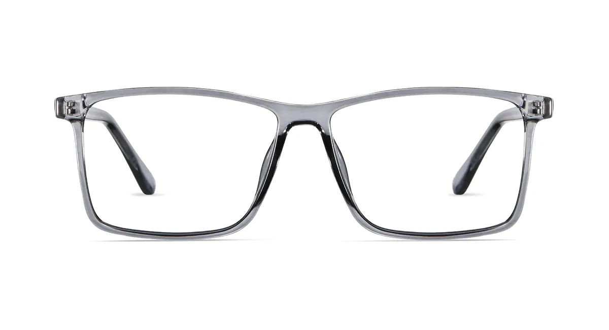 Rectangle Transparent Gray Eyeglasses