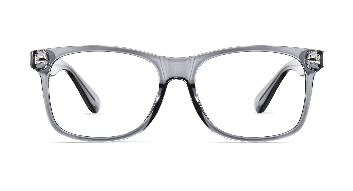 Rectangle Transparent Gray Eyeglasses