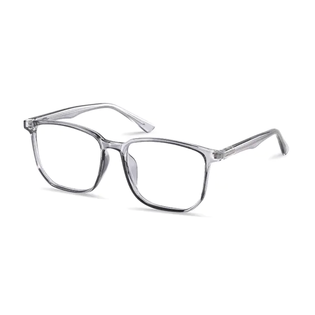 Square Transparent Gray Eyeglasses