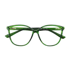 Oval Transparent Green Eyeglasses