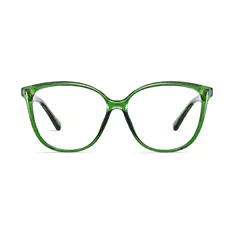 Oval Transparent Green Eyeglasses