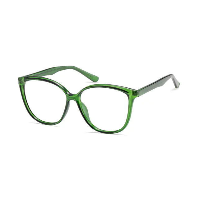 Oval Transparent Green Eyeglasses