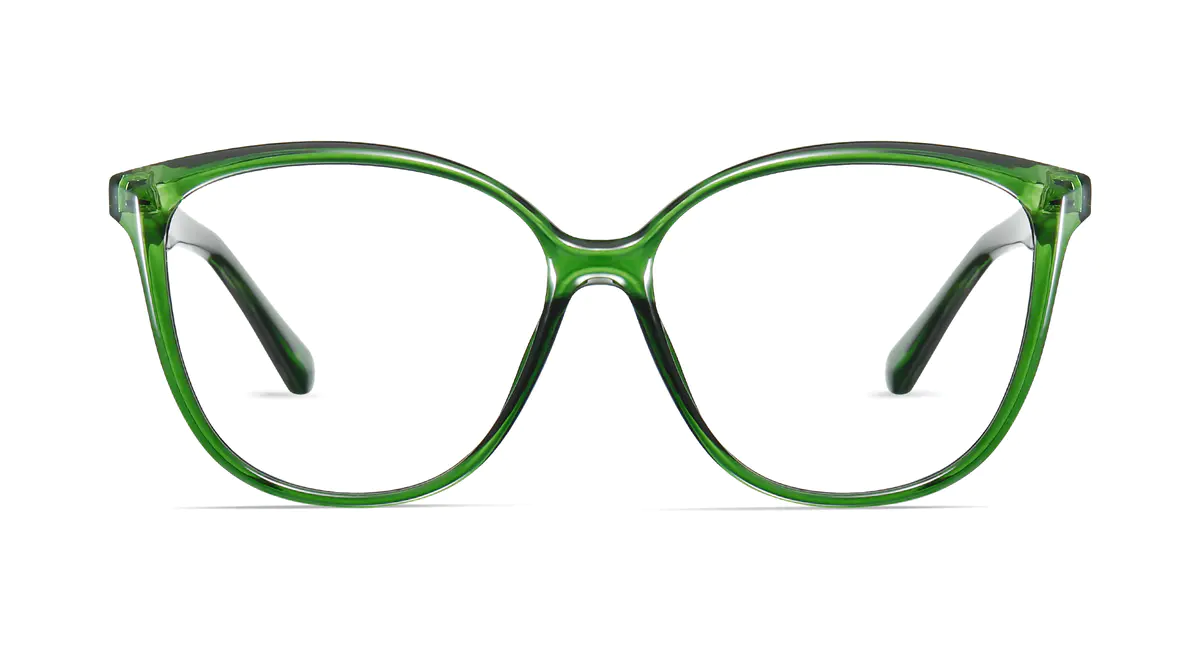 Oval Transparent Green Eyeglasses