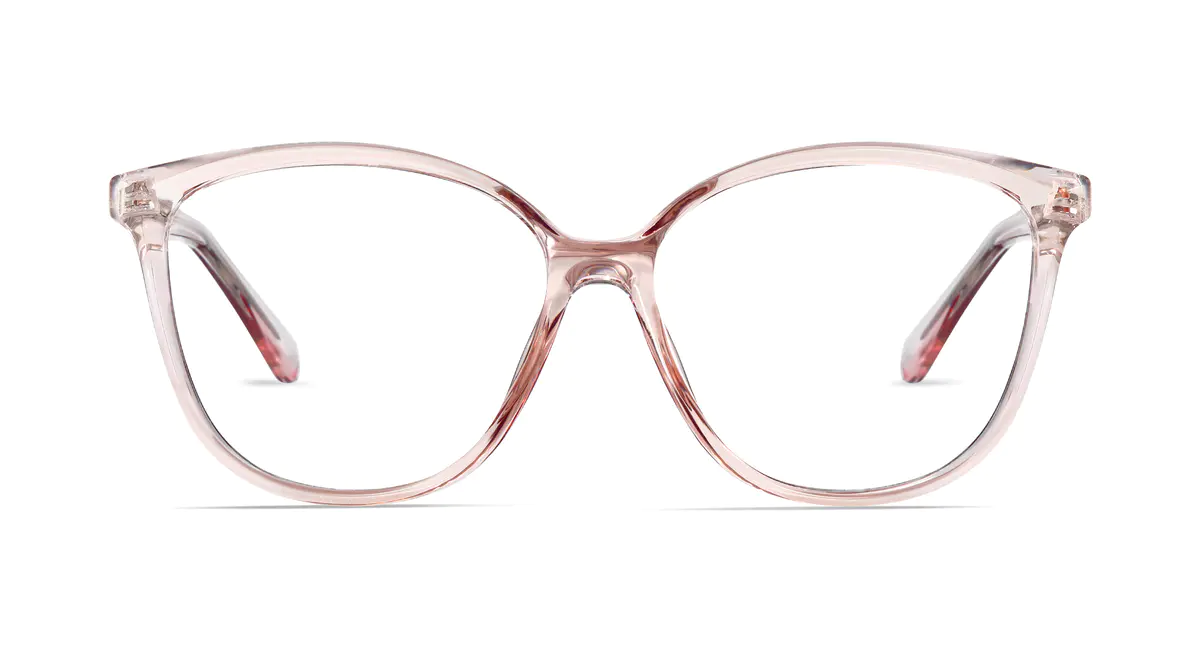 Oval Transparent Pink Eyeglasses