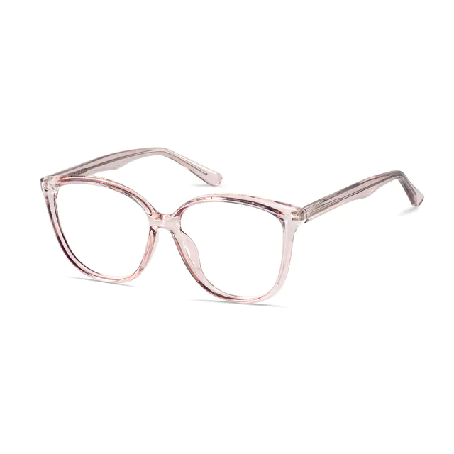 Oval Transparent Pink Eyeglasses