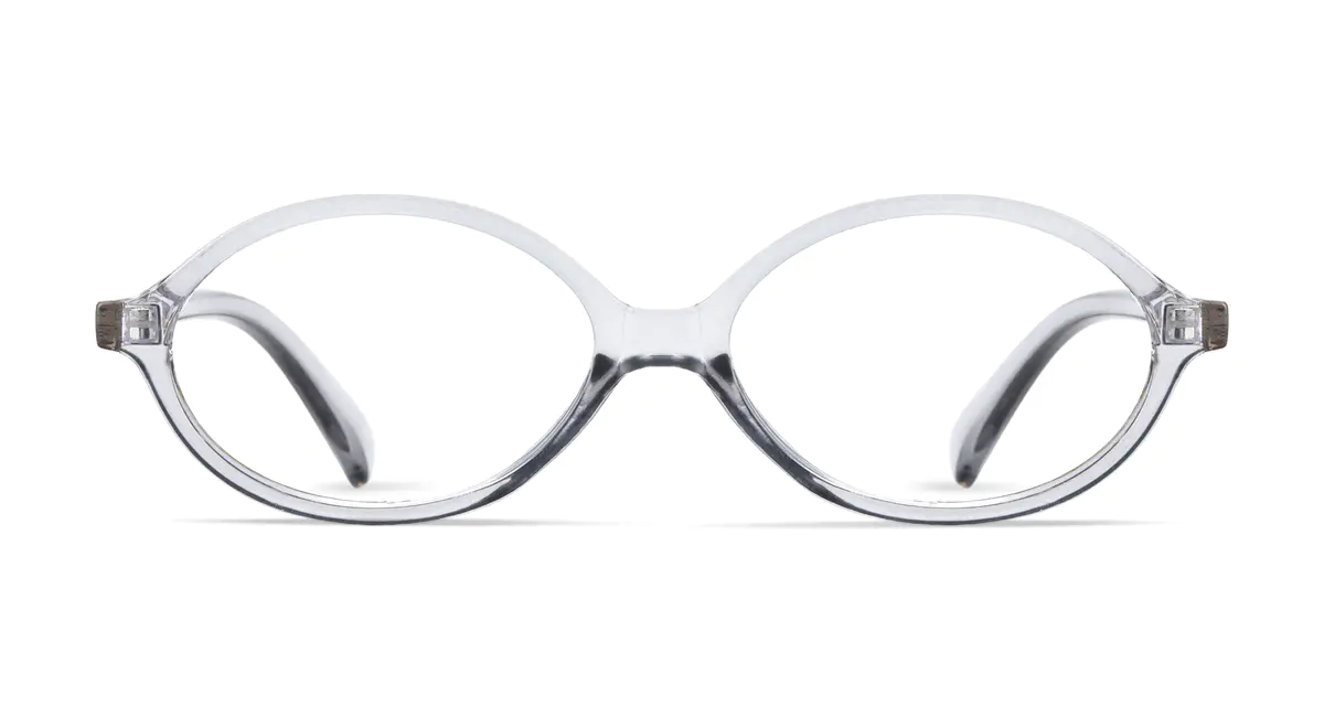 Oval Transparent Gray Eyeglasses