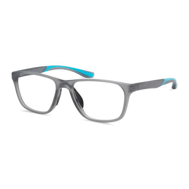 Rectangle Transparent Gray/Blue Sport Eyeglasses