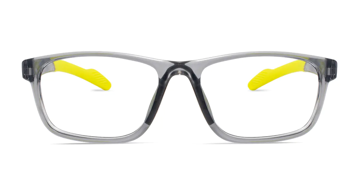 Rectangle Transparent Gray Sport Eyeglasses