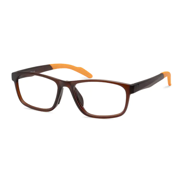Rectangle Brown/Orange Sport Eyeglasses