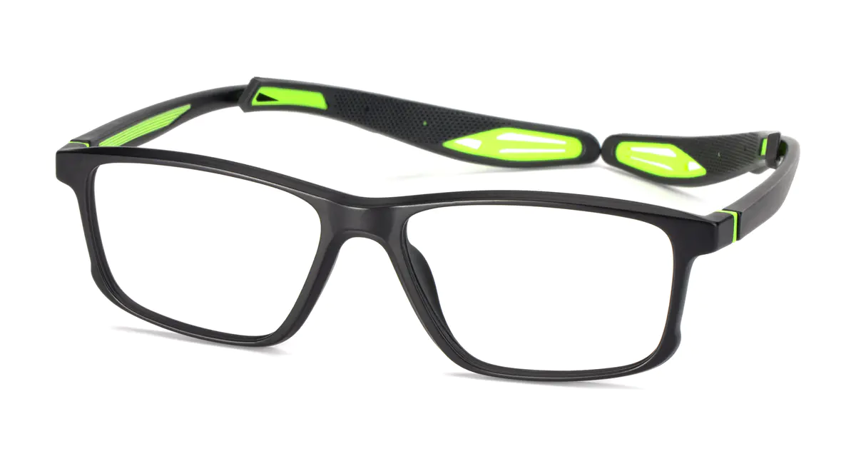 Rectangle Black/Green Sport Eyeglasses