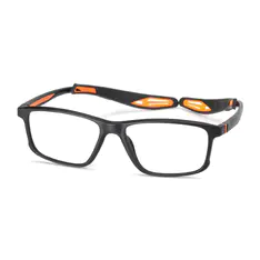 Rectangle Black/Orange Sport Eyeglasses