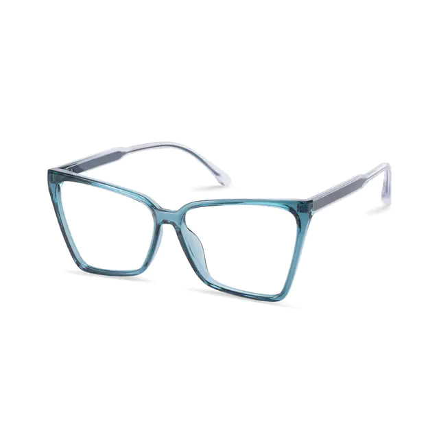 Square Transparent Blue Eyeglasses