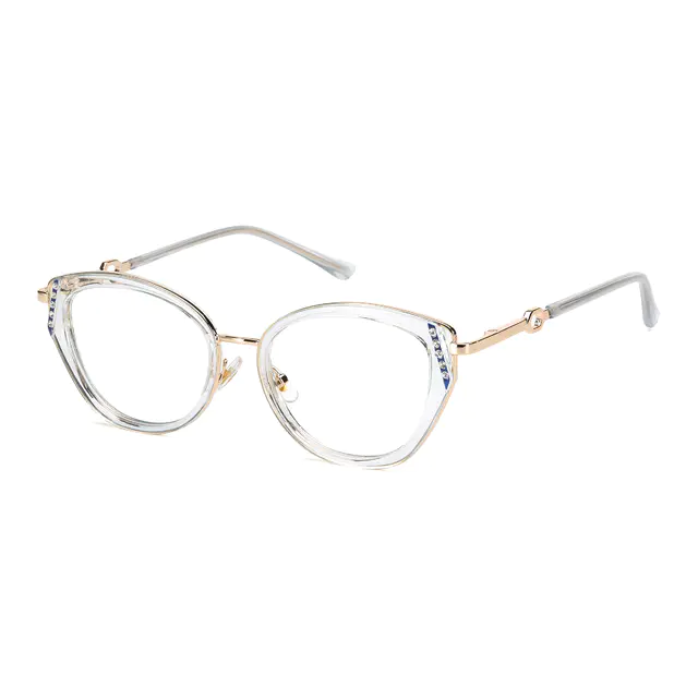 Cat-eye Transparent Gray Eyeglasses