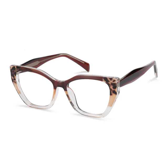 Cat-eye Brown/Clear Eyeglasses