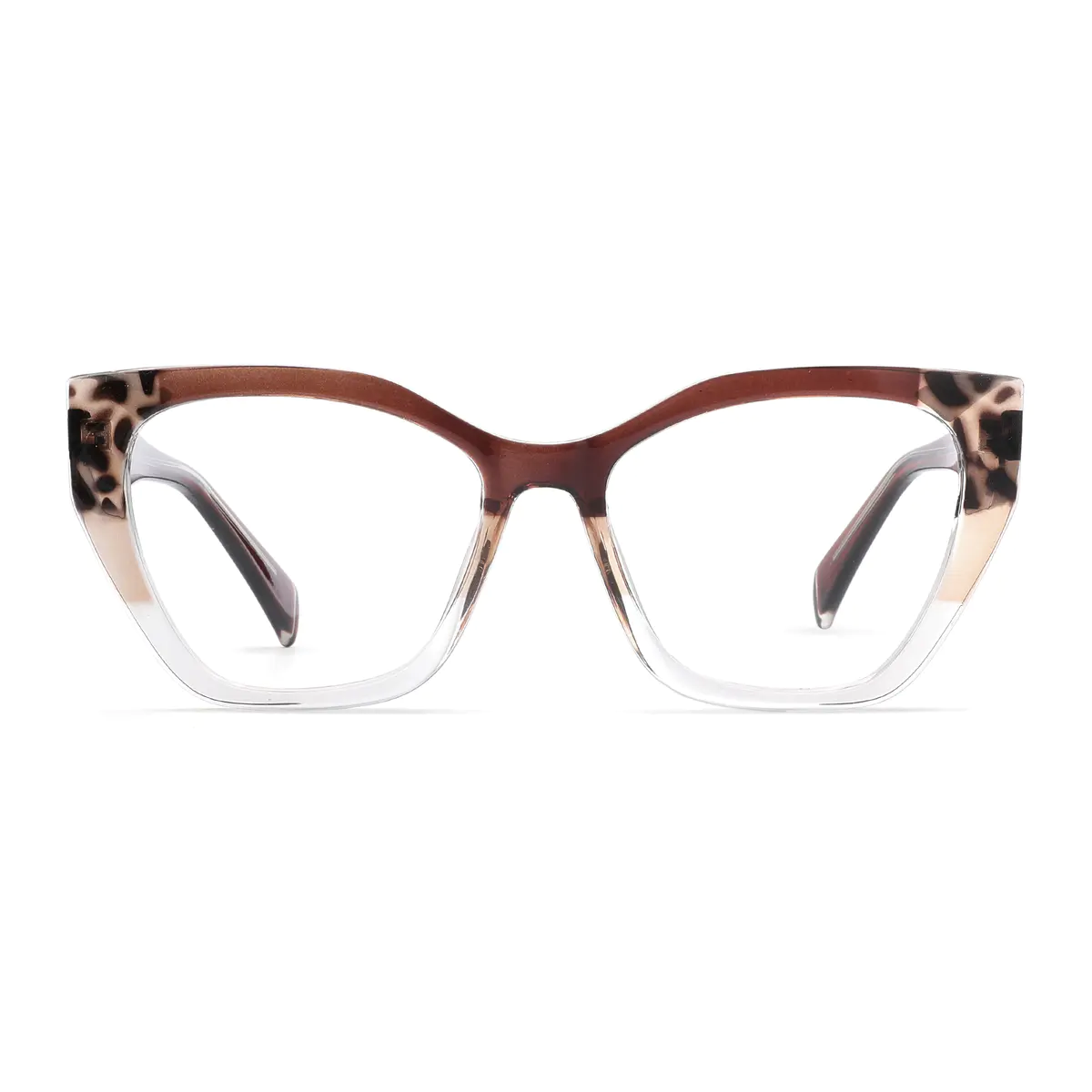 Cat-eye Brown/Clear Eyeglasses