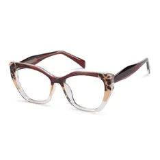 Cat-eye Brown/Clear Eyeglasses