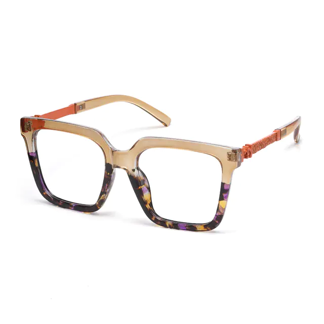 Square Transparent Brown/Tortoiseshell Eyeglasses
