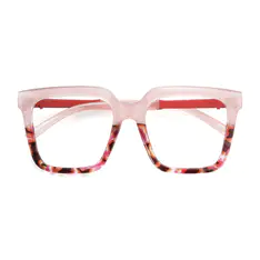 Square Transparent Red/Tortoiseshell Eyeglasses