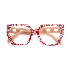 Geometric Red Striped Eyeglasses