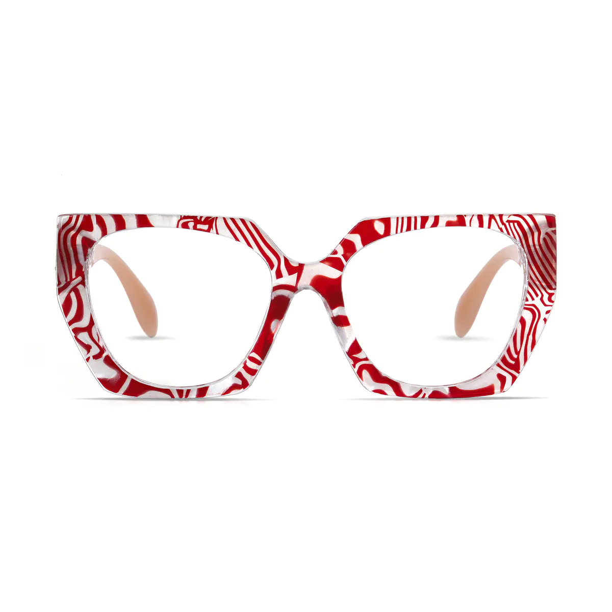 Geometric Red Striped Eyeglasses