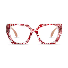 Geometric Red Striped Eyeglasses