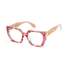 Geometric Red Striped Eyeglasses