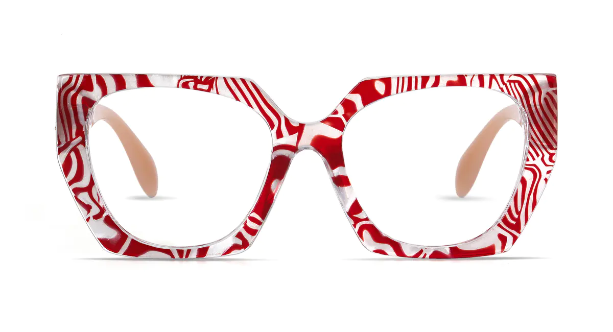 Geometric Red Striped Eyeglasses