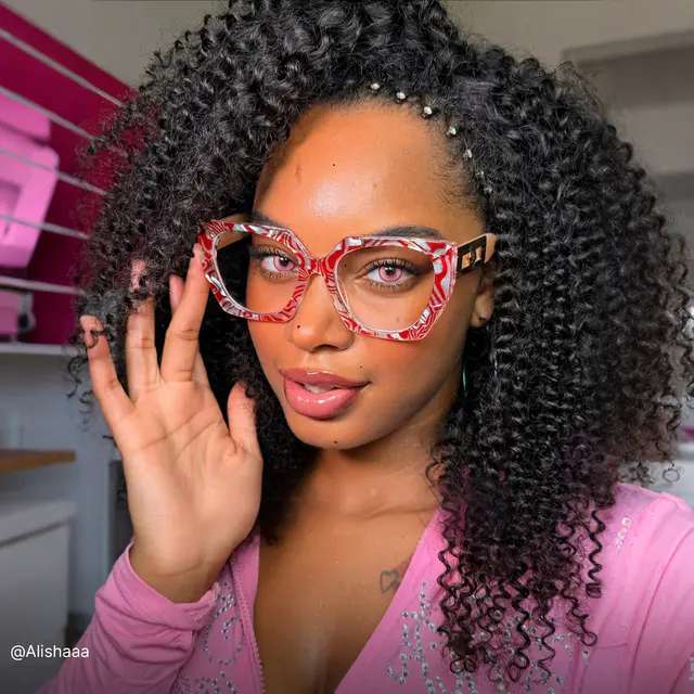 Geometric Red Striped Eyeglasses