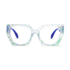 Geometric Clear/Green Eyeglasses