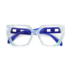 Geometric Clear/Green Eyeglasses