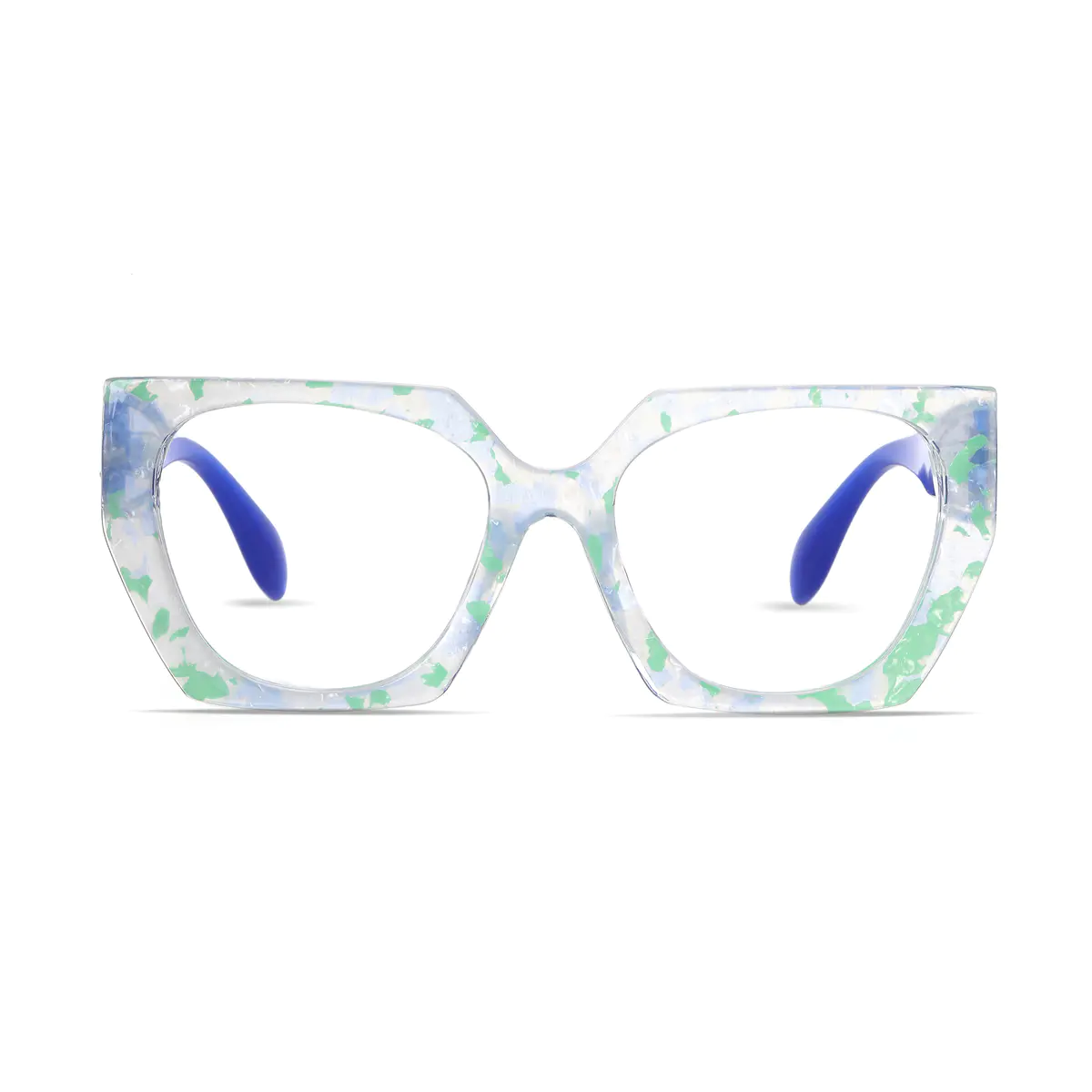 Geometric Clear/Green Eyeglasses